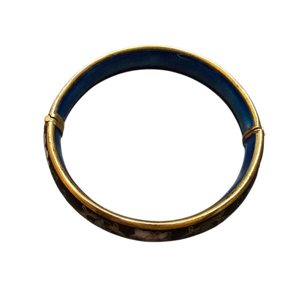 Vintage Heavy Cloisonne Hinged Bangle Bracelet (A8706) - Picture 3 of 6